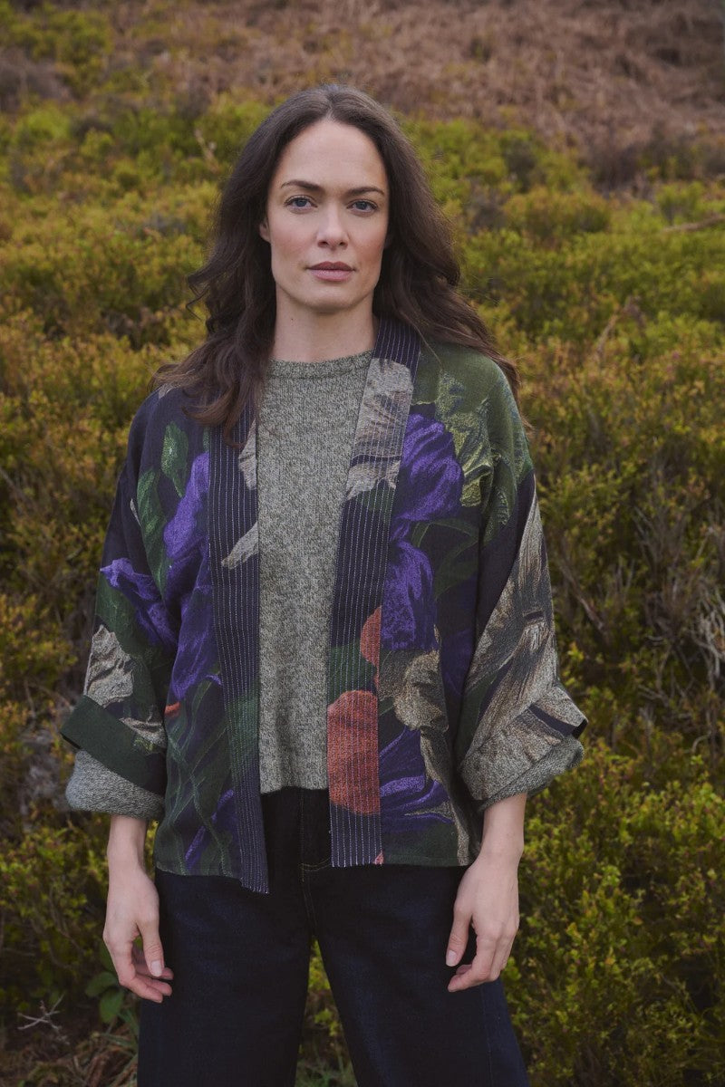 Kort kimono Wool Nasturtium Black - One hundred stars - Mönstrad - One - onekimwoolnasturtiumblack - One