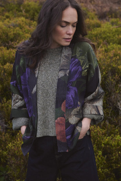 Kort kimono Wool Nasturtium Black - One hundred stars