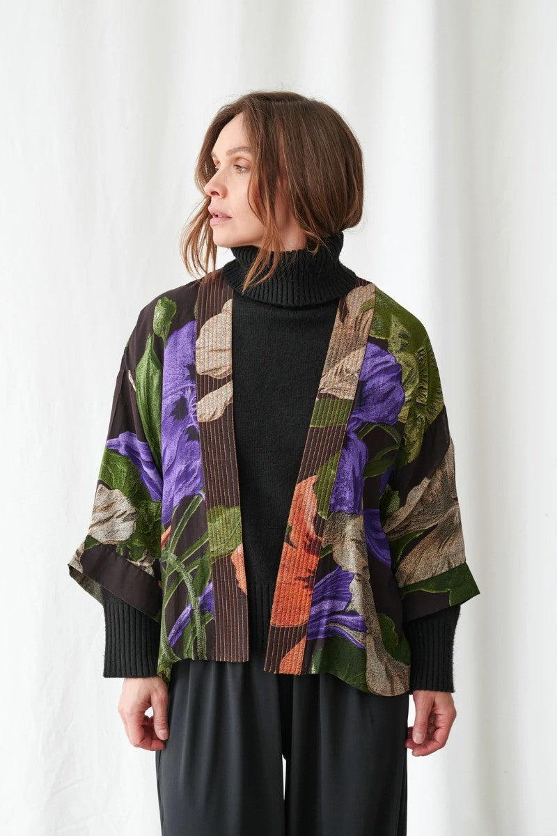 Kort kimono Nasturtium Black