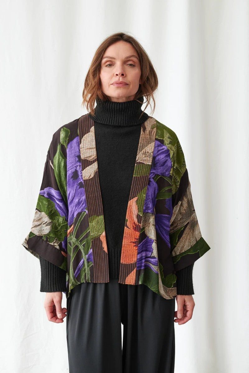 Kort kimono Nasturtium Black