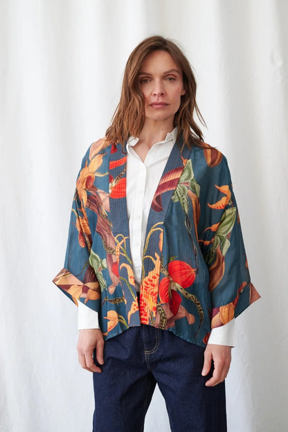 Kort kimono Orchid Teal