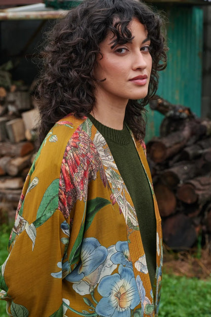Kort kimono Rhodoleia Gold - One hundred stars - Mönstrad - One - onekimrhodoleiagold - One