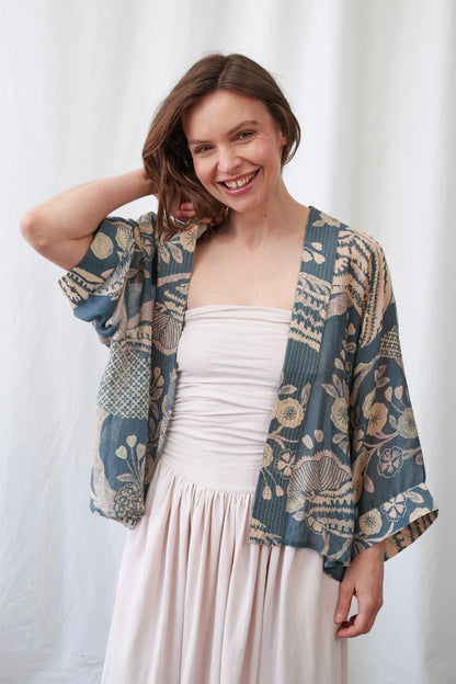 Kort kimono Rosa Blue