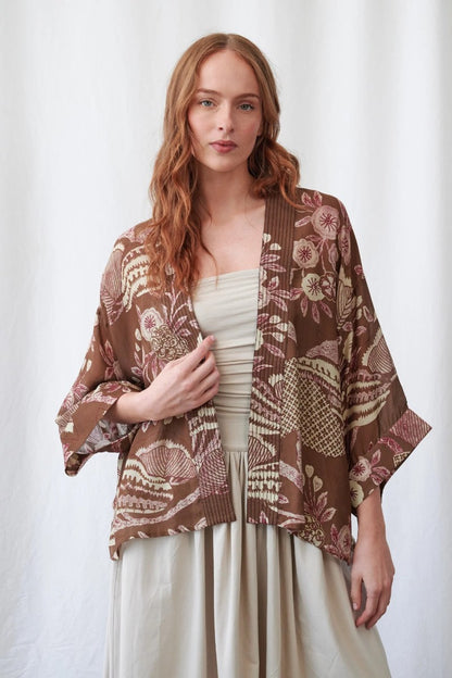 Kort kimono Rosa Brown