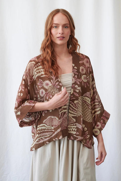Kort kimono Rosa Brown