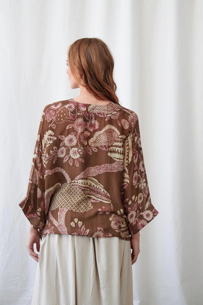 Kort kimono Rosa Brown