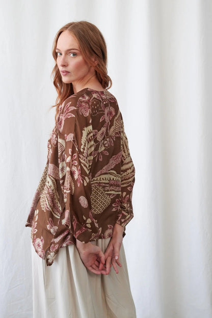 Kort kimono Rosa Brown