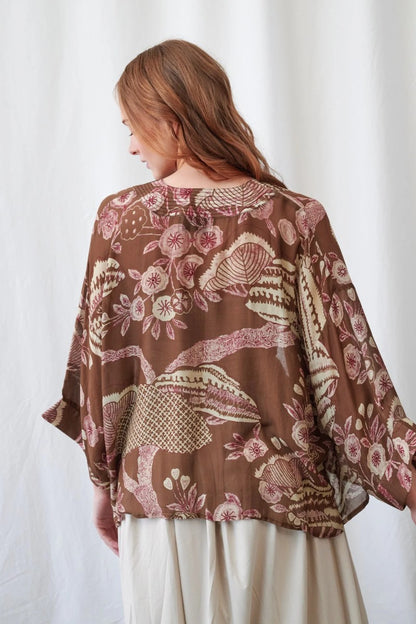 Kort kimono Rosa Brown