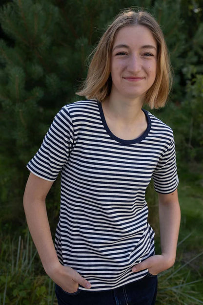T - shirt Ribbing Role - Danefae - Flerfärgad - XS - Daneroletshirt - marinrand - XS