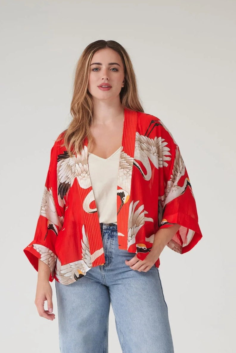 Kort kimono - One hundred stars - Mönstrad - One - onekimstorkscarlet - One