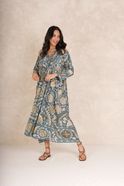 Pleat dress Susani Blue