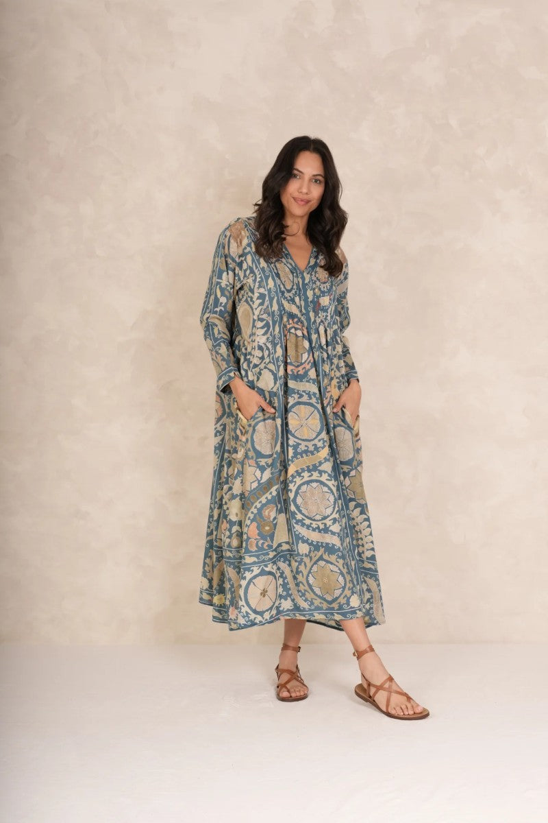 Pleat dress Susani Blue