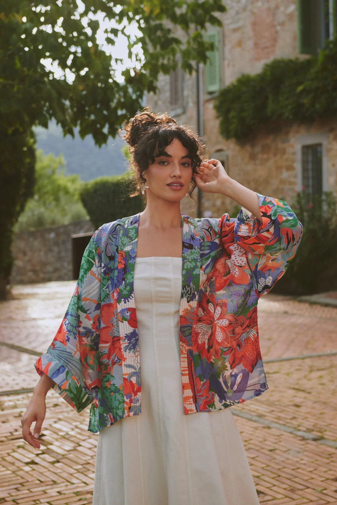 Kort kimono - One hundred stars - Mönstrad - One - onekimtropicanablue - One