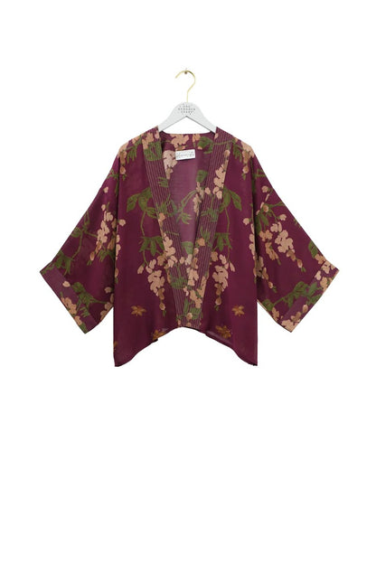 Kort kimono Wisteria Plum - One hundred stars