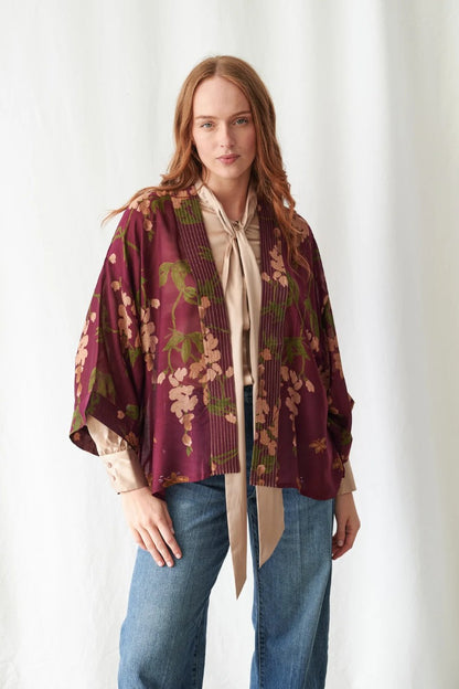 Kort kimono Wisteria Plum - One hundred stars - Mönstrad - One - onekimwisteriaplum - One