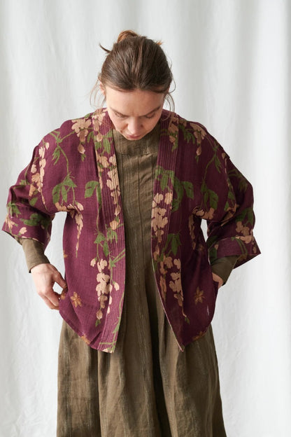 Kort kimono Wool Wisteria Plum