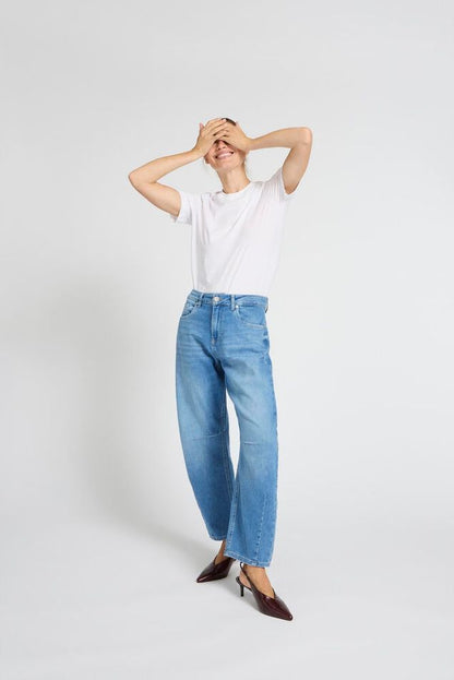 Jeans Anni i barrelform - Pulz - Blå - 25 - Pulz50210210 - mediumblue - 25