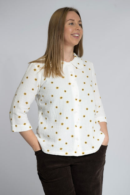 Kragblus i dubbel silduk