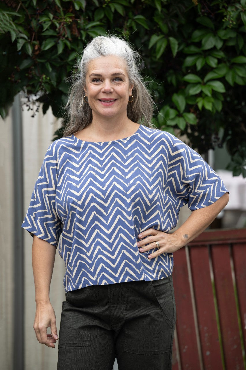 Holkblus i viscose - Karin Sömmare - Flerfärgad - XS - 169H - blå - XS