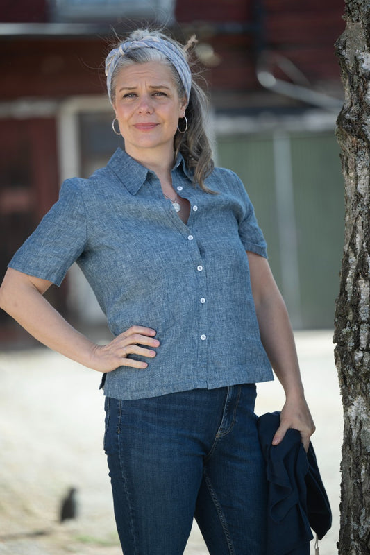 Linneblus med kort ärm - Karin Sömmare