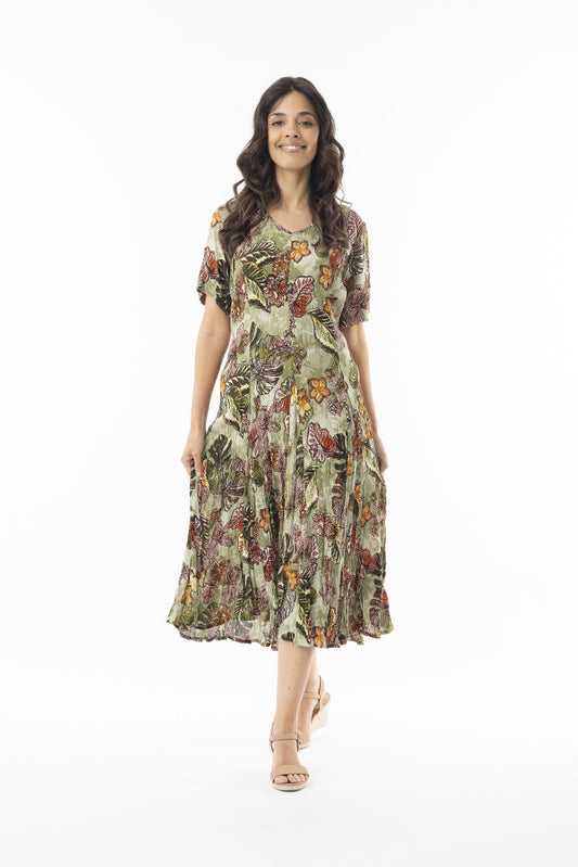 Klänning Lima olive short sleeve